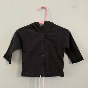 Gray Label Miniature Baby Hooded Snap Cardigan Grey Black 6-9 Months NWT